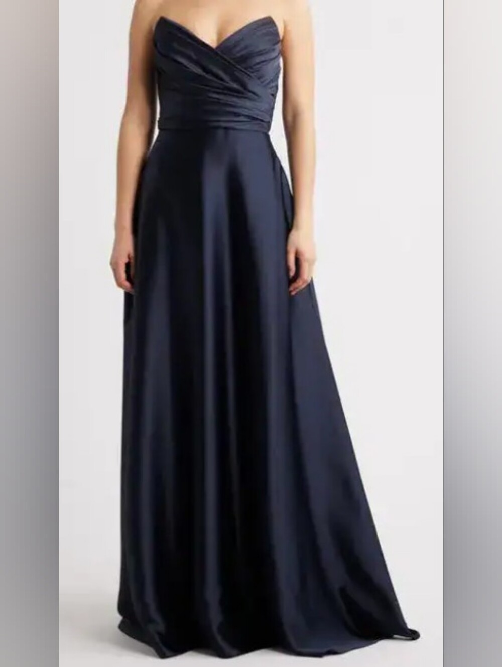 Amsale strapless satin gown